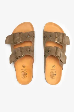 Femme Le Temps des Cerises Chaussures-Mules Cloutees Naomie Kaki