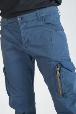 Homme Le Temps des Cerises Pantalons & Chinos-Pantalon Cargo Alban Bleu