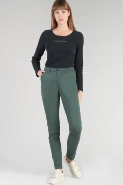 Femme Le Temps des Cerises Pantalons & Chinos-Pantalon Chino Dyli4 Vert Bouteille