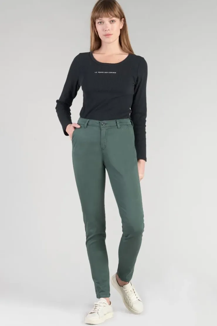 Femme Le Temps des Cerises Pantalons & Chinos-Pantalon Chino Dyli4 Vert Bouteille