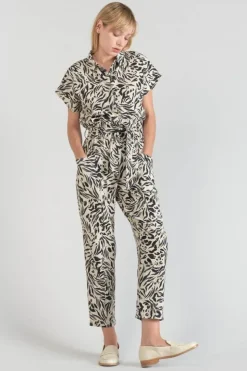 Femme Le Temps des Cerises Pantalons & Chinos-Pantalon En Lin Melange Rida A Motif Animalier