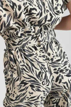 Femme Le Temps des Cerises Pantalons & Chinos-Pantalon En Lin Melange Rida A Motif Animalier