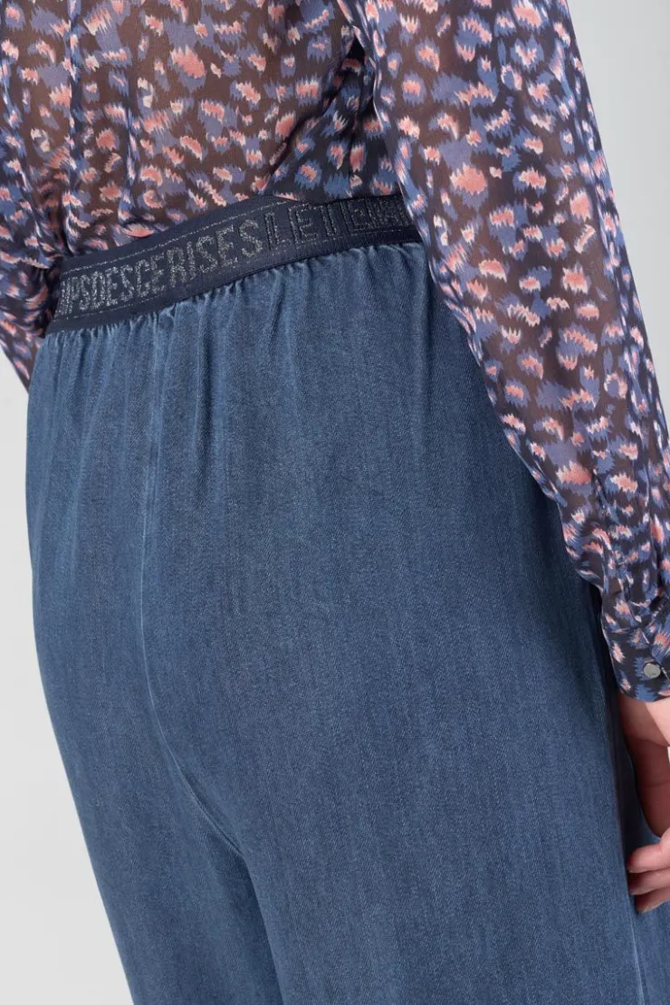 Femme Le Temps des Cerises Pantalons & Chinos-Pantalon Fluide Jane En Tencel Bleu Denim