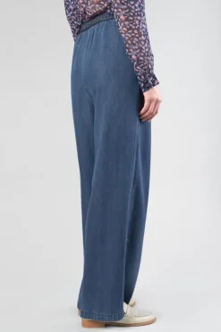 Femme Le Temps des Cerises Pantalons & Chinos-Pantalon Fluide Jane En Tencel Bleu Denim