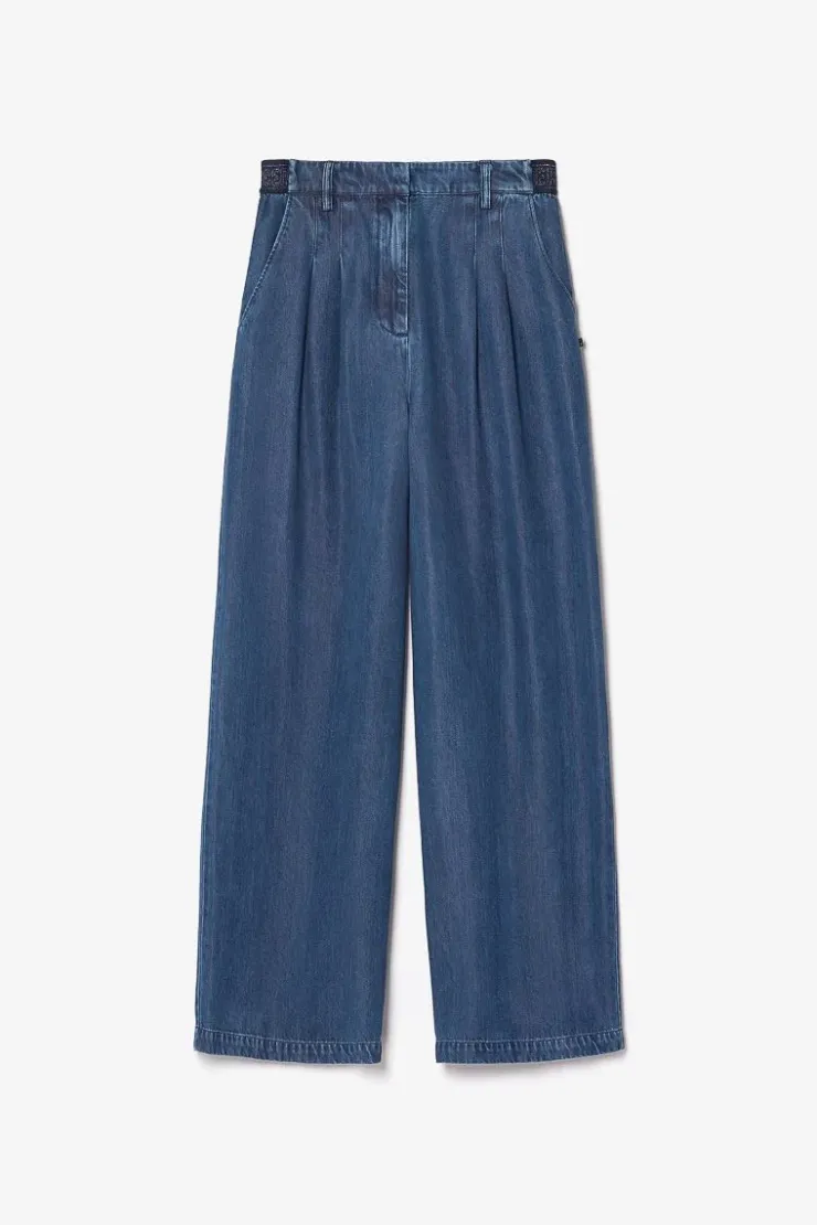 Femme Le Temps des Cerises Pantalons & Chinos-Pantalon Fluide Jane En Tencel Bleu Denim