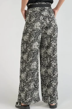 Femme Le Temps des Cerises Pantalons & Chinos-Pantalon Fluide Luisa A Motif Fleuri Noir Et Blanc