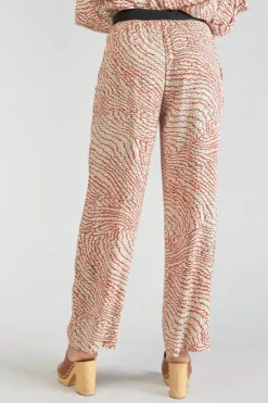 Femme Le Temps des Cerises Pantalons & Chinos-Pantalon Fluide Yesa A Motif Orange Et Noir