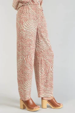 Femme Le Temps des Cerises Pantalons & Chinos-Pantalon Fluide Yesa A Motif Orange Et Noir