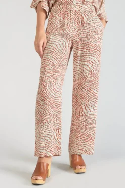 Femme Le Temps des Cerises Pantalons & Chinos-Pantalon Fluide Yesa A Motif Orange Et Noir