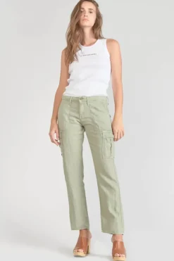 Femme Le Temps des Cerises Pantalons & Chinos-Pantalon Louisa En Lin Vert Amande
