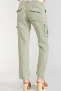 Femme Le Temps des Cerises Pantalons & Chinos-Pantalon Louisa En Lin Vert Amande