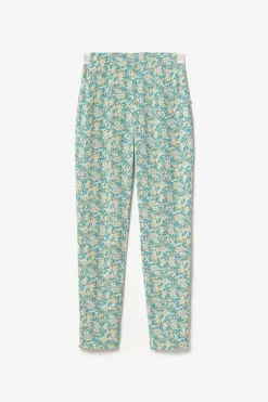 Femme Le Temps des Cerises Pantalons & Chinos-Pantalon Rani A Motif Fleuri Vert Et Bleu