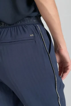 Femme Le Temps des Cerises Pantalons & Chinos-Pantalon Reydel Bleu Marine A Fermeture Asymetrique