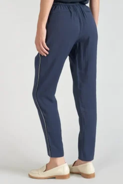 Femme Le Temps des Cerises Pantalons & Chinos-Pantalon Reydel Bleu Marine A Fermeture Asymetrique