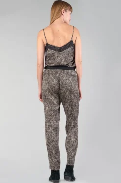 Femme Le Temps des Cerises Pantalons & Chinos-Pantalon Tage Noir A Motif