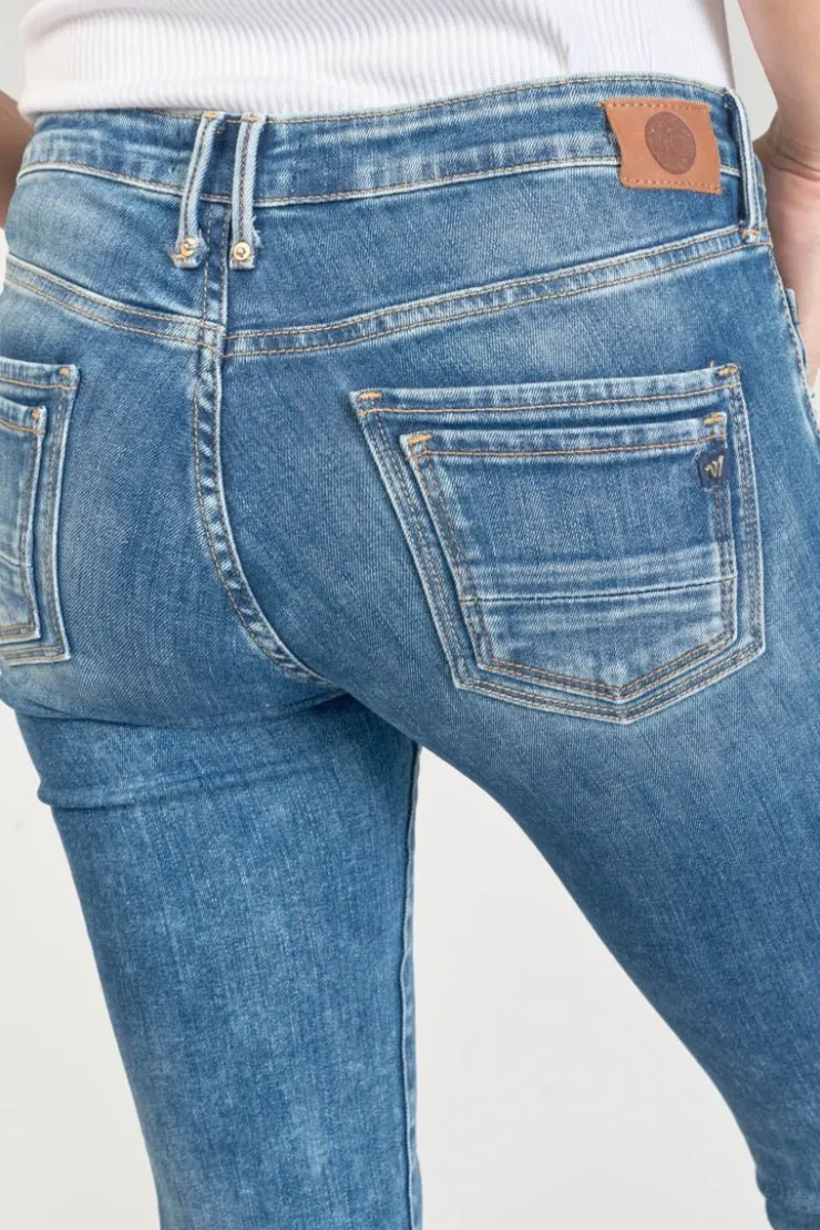 Femme Le Temps des Cerises Coupe Skinny-Pounche Power Skinny 7/8Eme Jeans Destroy Bleu N°3