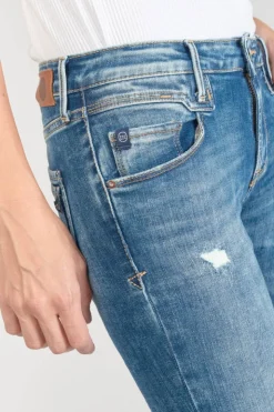 Femme Le Temps des Cerises Coupe Skinny-Pounche Power Skinny 7/8Eme Jeans Destroy Bleu N°3