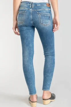 Femme Le Temps des Cerises Coupe Skinny-Pounche Power Skinny 7/8Eme Jeans Destroy Bleu N°3