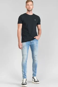 Homme Le Temps des Cerises Coupe Skinny-Power Skinny 7/8Eme Jeans Destroy Bleu N°4