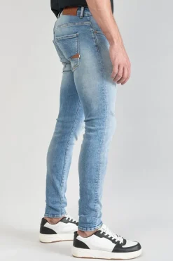 Homme Le Temps des Cerises Coupe Skinny-Power Skinny 7/8Eme Jeans Destroy Bleu N°4