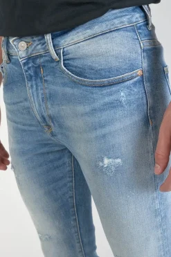 Homme Le Temps des Cerises Coupe Skinny-Power Skinny 7/8Eme Jeans Destroy Bleu N°4