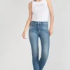 Femme Le Temps des Cerises Coupe Skinny-Power Skinny Taille Haute 7/8Eme Jeans Bleu N°3