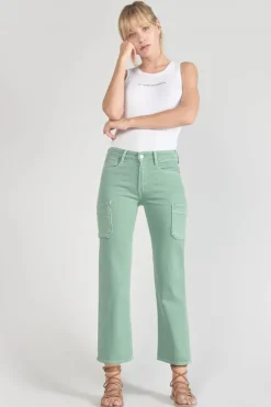 Femme Le Temps des Cerises Coupe Regular-Precieux Taille Haute 7/8Eme Jeans Vert D'Eau