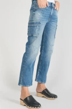 Femme Le Temps des Cerises Coupe Regular-Precieux Taille Haute 7/8Eme Jeans Destroy Bleu N°3