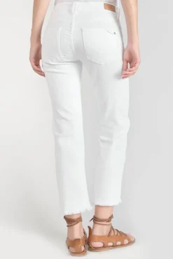 Femme Le Temps des Cerises Coupe Regular-Pricilia Taille Haute 7/8Eme Destroy Jeans Blanc