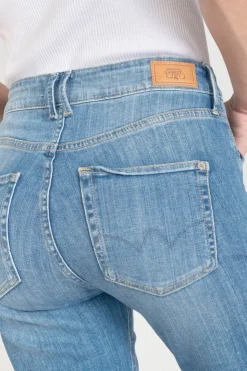 Femme Le Temps des Cerises Coupe Regular-Pricilia Taille Haute 7/8Eme Jeans Destroy Bleu N°4