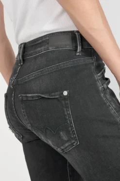 Femme Le Temps des Cerises Coupe Regular-Pricilia Taille Haute 7/8Eme Jeans Destroy Noir N°1