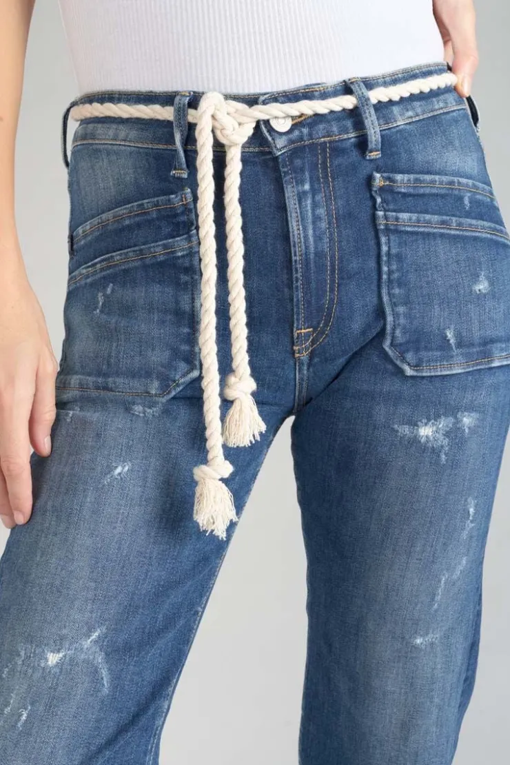 Femme Le Temps des Cerises Coupe Regular-Pricilia Taille Haute 7/8Eme Jeans Destroy Bleu N°2