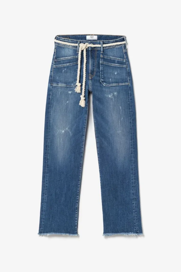 Femme Le Temps des Cerises Coupe Regular-Pricilia Taille Haute 7/8Eme Jeans Destroy Bleu N°2