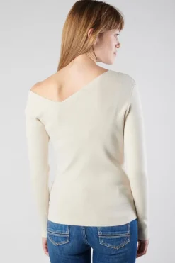 Femme Le Temps des Cerises Pulls & Sweats & Cardigans-Pull Lina Asymetrique Sable