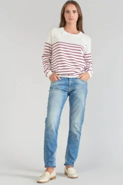 Femme Le Temps des Cerises Pulls & Sweats & Cardigans-Pull Mareva Mariniere Prune