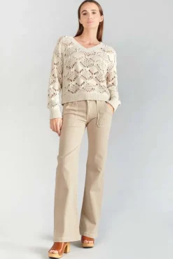 Femme Le Temps des Cerises Pulls & Sweats & Cardigans-Pull Poots Ajoure Sable