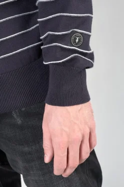 Homme Le Temps des Cerises Pulls & Cardigans-Pull Vogel Bleu Nuit A Rayures