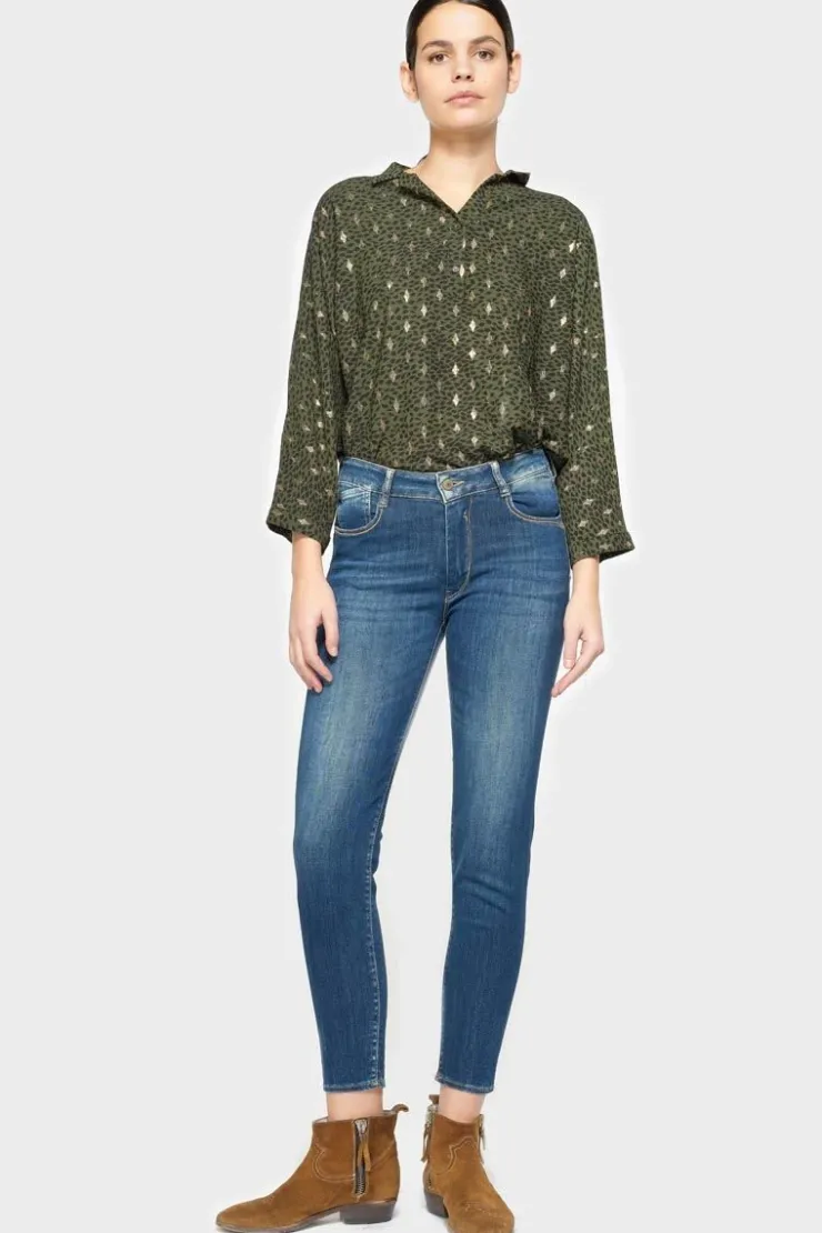 Femme Le Temps des Cerises Coupe Slim-Pulp Slim Taille Haute 7/8Eme Jeans Bleu N°2