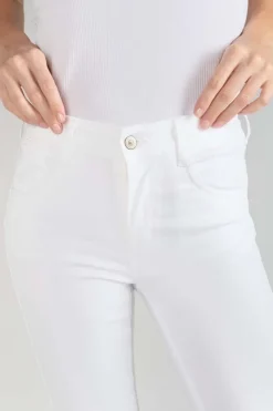 Femme Le Temps des Cerises Coupe Slim-Pulp Slim Taille Haute 7/8Eme Jeans Blanc