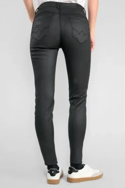 Femme Le Temps des Cerises Coupe Slim-Pulp Slim Taille Haute 7/8Eme Jeans Enduit Noir N°0
