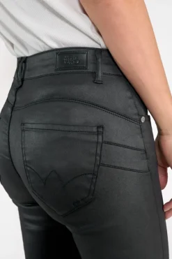 Femme Le Temps des Cerises Coupe Slim-Pulp Slim Taille Haute 7/8Eme Jeans Enduit Noir N°0