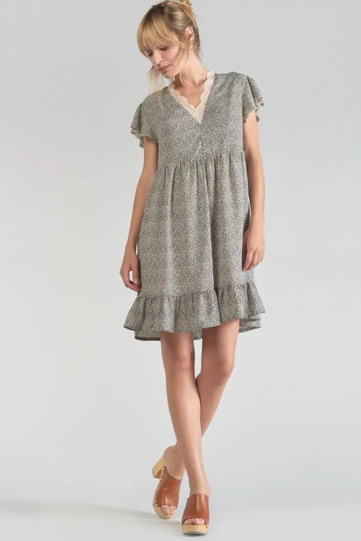 Femme Le Temps des Cerises Robes-Robe Aliette A Motif Et Noir