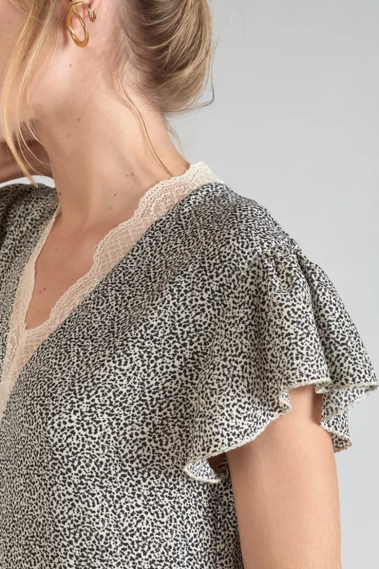 Femme Le Temps des Cerises Robes-Robe Aliette A Motif Et Noir