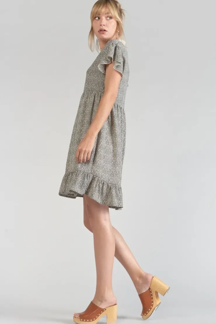 Femme Le Temps des Cerises Robes-Robe Aliette A Motif Et Noir