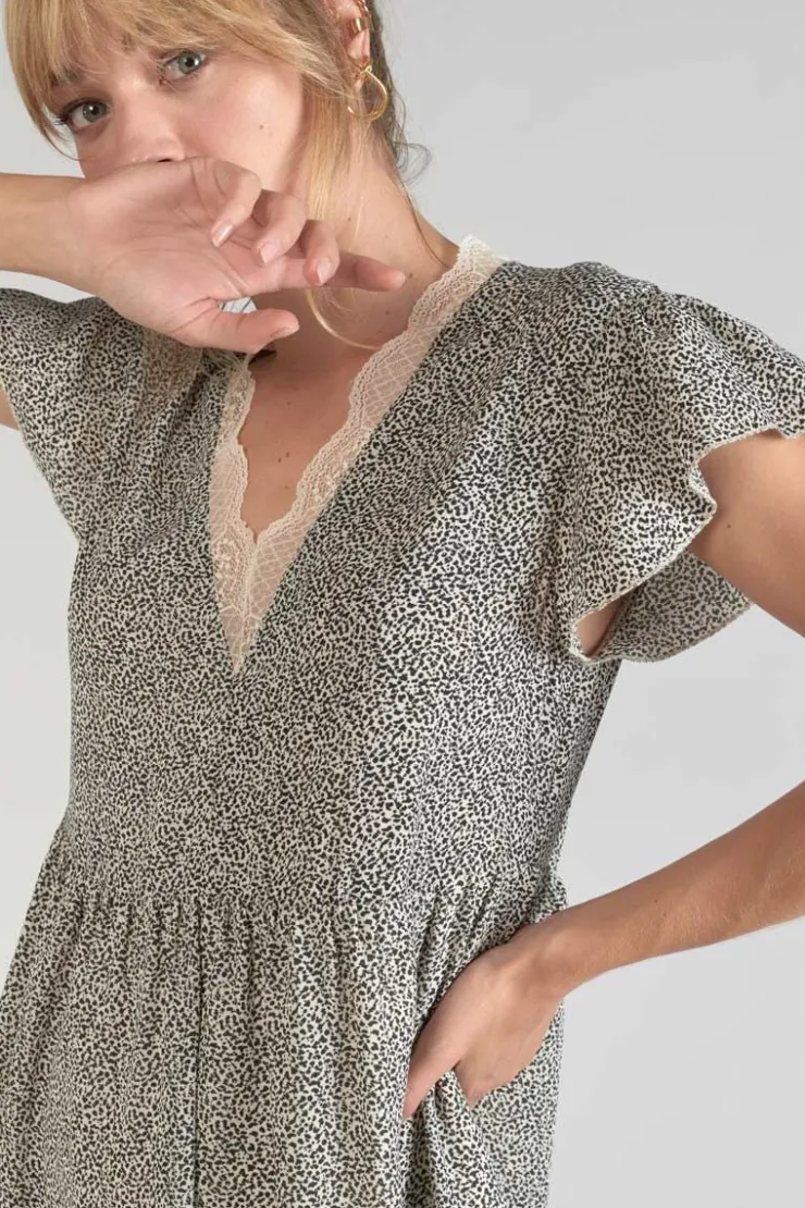 Femme Le Temps des Cerises Robes-Robe Aliette A Motif Et Noir