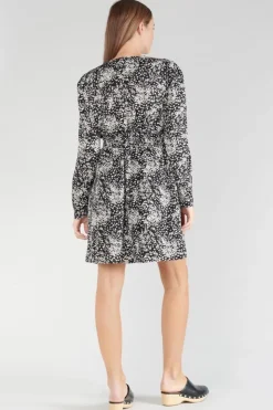 Femme Le Temps des Cerises Robes-Robe Edwina A Motif Fleuri Noir Et Blanc