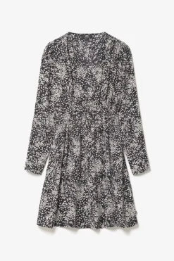 Femme Le Temps des Cerises Robes-Robe Edwina A Motif Fleuri Noir Et Blanc