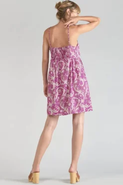 Femme Le Temps des Cerises Robes-Robe Elden Violine A Motif Cachemire