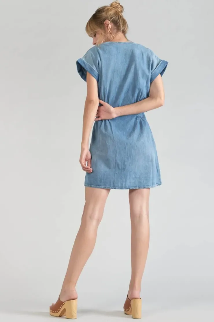 Femme Le Temps des Cerises Robes-Robe Eourres En Jeans Bleu