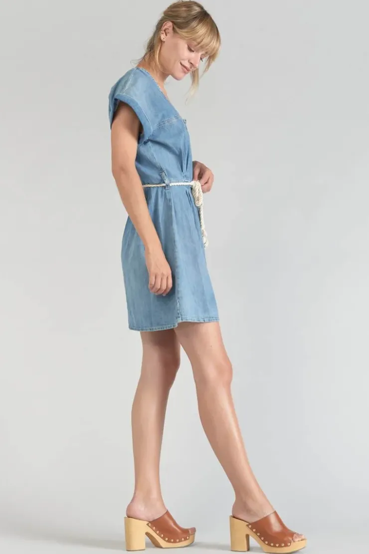 Femme Le Temps des Cerises Robes-Robe Eourres En Jeans Bleu
